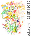 A hand-painted bouquet of flowers in beautiful colors, created with paints and pastels. 138541039