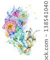 A hand-painted bouquet of flowers in beautiful colors, created with paints and pastels. 138541040