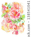 A hand-painted bouquet of flowers in beautiful colors, created with paints and pastels. 138541041