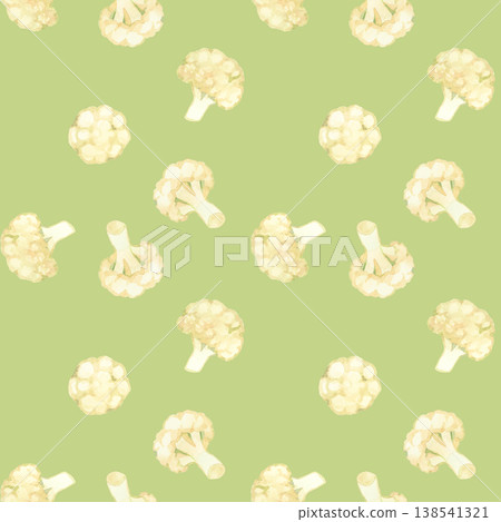 Seamless cauliflower pattern - hand-drawn watercolor illustration of a vegetable Seamless cauliflower pattern - hand-drawn watercolor illustration of a vegetable 138541321