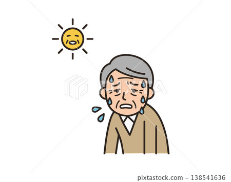 An illustration of an old man who is dizzy from the heat. An illustration of an old man who is dizzy from the heat. 138541636