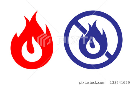 Burning/Non-burning Icon Set (Red, Blue) Burning/Non-burning Icon Set (Red, Blue) 138541639