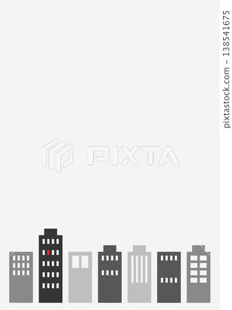 單色城市建築插圖,灰色背景。簡潔的豎版設計。 單色城市建築插圖,灰色背景。簡潔的豎版設計。 138541675