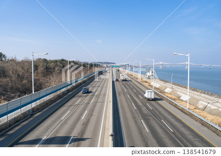 An aerial view of the highway. 138541679
