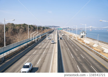An aerial view of the highway. 138541721