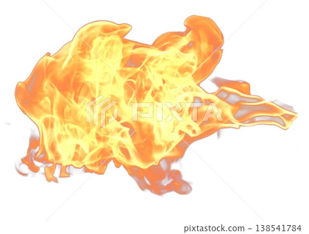 Bright orange and yellow flames with transparent background 138541784