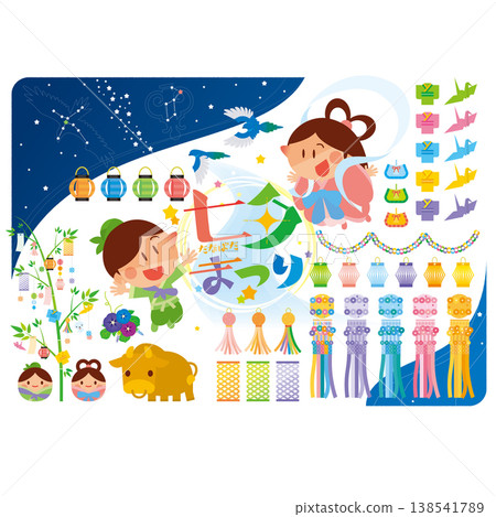 Tanabata illustration set 138541789