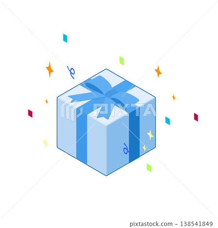 五彩紙屑和禮盒的等距插圖 138541849