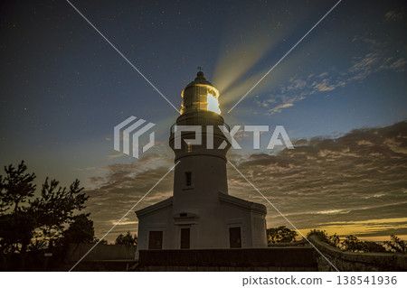 Yakushima Lighthouse, Night View, Lights Dancing in the Night Sky (Summer) Yakushima Lighthouse, Night View, Lights Dancing in the Night Sky (Summer) 138541936