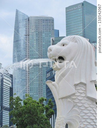 Singapore: Merlion and skyscrapers 138542067