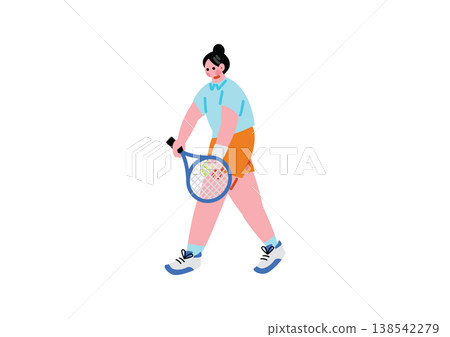 一個女人打網球的插圖 一個女人打網球的插圖 138542279