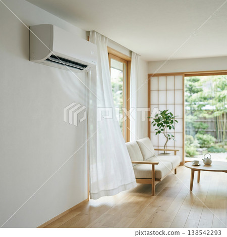 A bright living room with comfortable air conditioning. 138542293