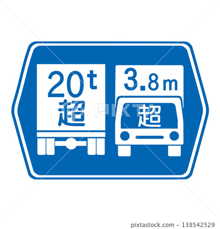 指示標誌：指定道路，放寬總重量和高度限制。 138542529