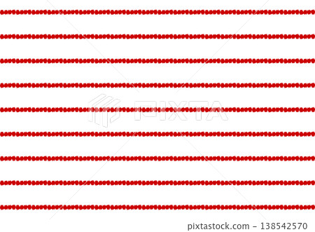 A horizontal stripe pattern with red dots on a white background - a pop-style red and white border background material. 138542570