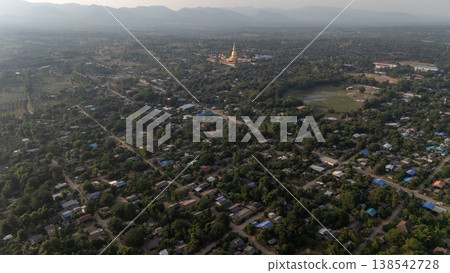 Aerial view of Karen village in Li district of Lamphun province, Thailand. The Karen people live mostly in the hills their villages are scattered across the countryside of northern Thailand. Aerial view of Karen village in Li district of Lamphun province, Thailand. The Karen people live mostly in the hills their villages are scattered across the countryside of northern Thailand. 138542728