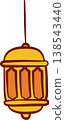 Traditional gold Arabic lantern hanging for Ramadan Kareem decoration 138543440