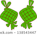 Green Ketupat rice dumplings isolated on transparent background for Hari Raya 138543447