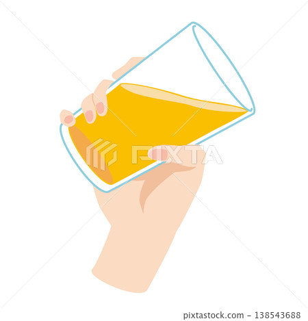 Illustration of a hand drinking juice from a glass. Illustration of a hand drinking juice from a glass. 138543688
