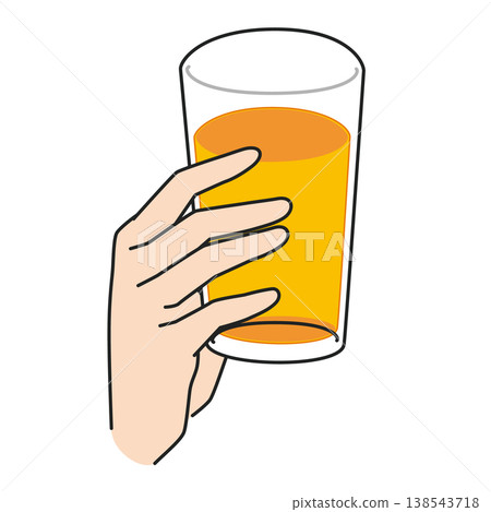 An illustration of a hand holding a glass of juice. An illustration of a hand holding a glass of juice. 138543718
