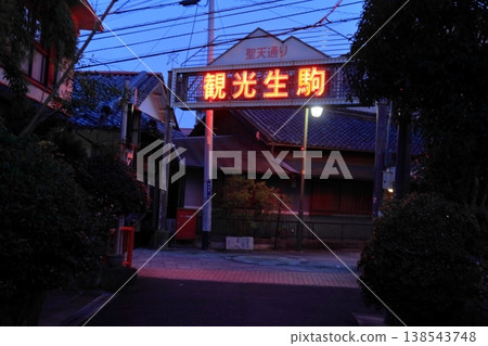 寶山寺站前的商店通：生駒旅遊區的復古霓虹燈招牌（奈良縣生駒市） 138543748