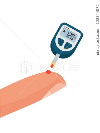 Blood Glucose Meter Testing Drop from Finger Tip Stock Illustration. Blood Glucose Meter Testing Drop from Finger Tip Stock Illustration. 138544073