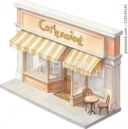 風格時尚、充滿復古氣息的咖啡館，店面以水彩風格裝飾，並設有露台座位。 138544241