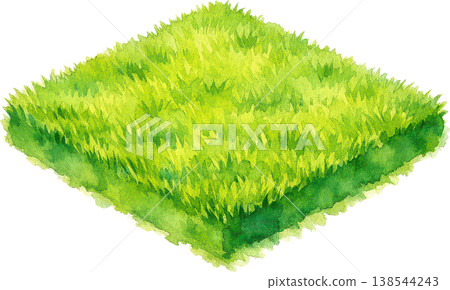 草塊水彩畫，綠色草原插圖，環境與生長 138544243
