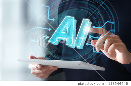 AI-powered business process automation tools. AI integration for workflows. Artificial intelligence on digital tablets. 138544446
