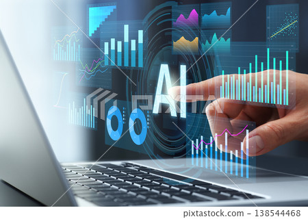 AI-powered data analysis. Business intelligence and automated data visualization. Graphs and charts. Notebook 138544468
