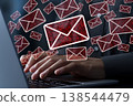 Spam email. Spammers are sending out a large volume of emails. Phishing scams and cyberattacks. Laptop 138544479