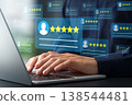 Analysis of customer feedback data and satisfaction reviews to improve the customer experience. Marketing on a laptop. 138544481