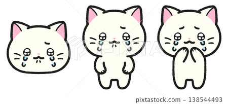 一組貓咪哭泣、眼含淚水的插圖。 一組貓咪哭泣、眼含淚水的插圖。 138544493