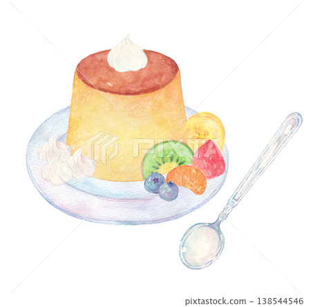 Cute hand-drawn illustration of pudding 138544546