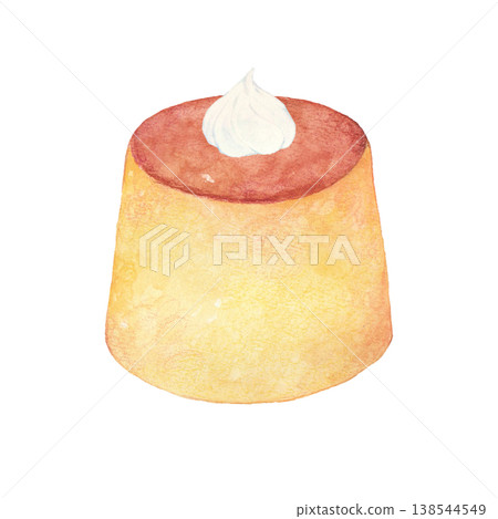 An illustration of pudding topped with whipped cream. An illustration of pudding topped with whipped cream. 138544549