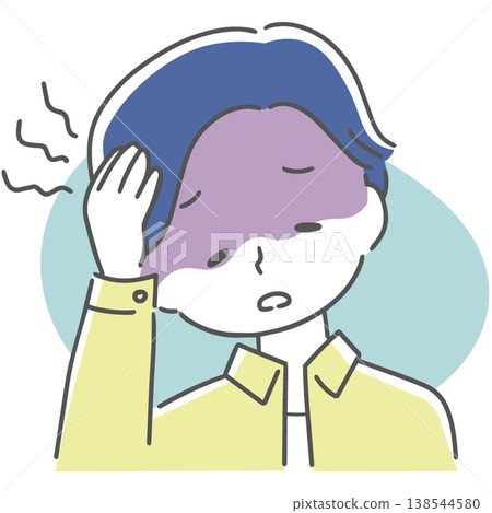 Illustration of a man suffering from a headache 138544580