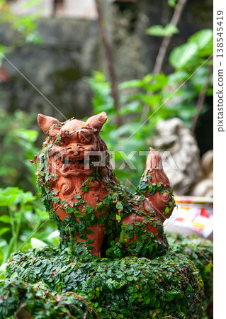 Okinawan Shisa covered in plants Okinawan Shisa covered in plants 138545419
