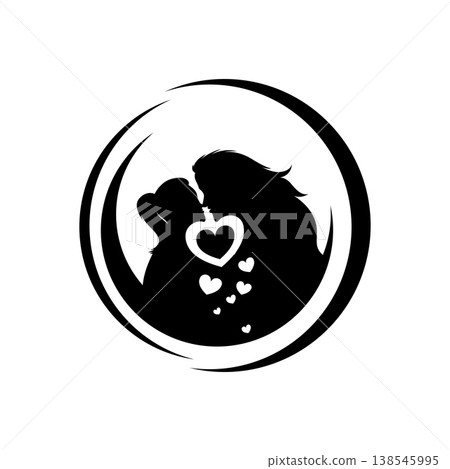 Mother and Daughter Silhouette Inside Heart Swirl Frame Mother and Daughter Silhouette Inside Heart Swirl Frame 138545995