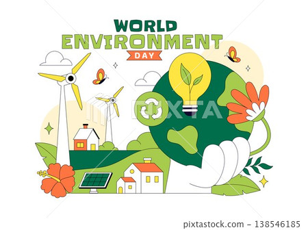 World Environment Day Vector Illustration Featuring Green Trees And Forest Plants For Saving Planet Earth Background Design 138546185