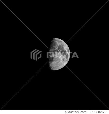 Beautiful half moon on the black sky background 138546479
