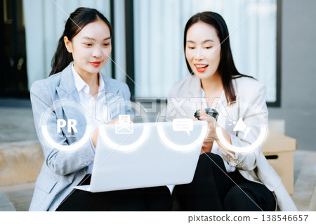 PR, Public relations concept. hands using laptop and tablet with public relations icon for communication advertising marketing strategy. with Ads and sales PR, Public relations concept. hands using laptop and tablet with public relations icon for communication advertising marketing strategy. with Ads and sales 138546657