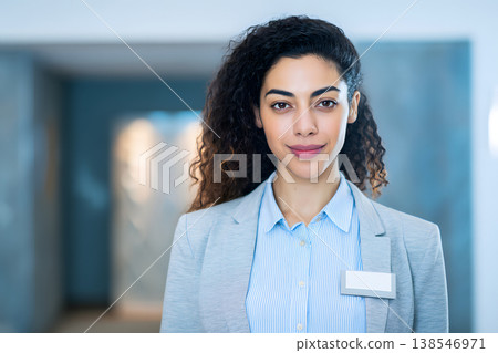 一位飯店前台女接待員。這張圖片代表了經理和禮賓人員提供的客戶服務。 138546971