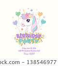 Unicorn Birthday Party Invitation for Kids with Colorful Balloons and Gold Accents 138546977