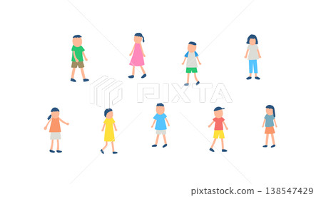 Illustration set of children spending summer Illustration set of children spending summer 138547429
