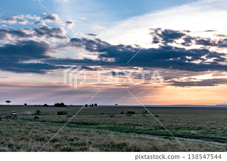 Maasai Mara National Game Reserve Park Great Rift Valley Narok County Kenya East Africa Savannah Grassland Wild Wildlife Animals Bush Adventure Travels Safaris Sunset Sunrise Sundwoner Birds Discovery 138547544