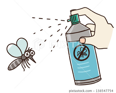 Insect repellent spray and illustration of a mosquito (with a hand) Insect repellent spray and illustration of a mosquito (with a hand) 138547754