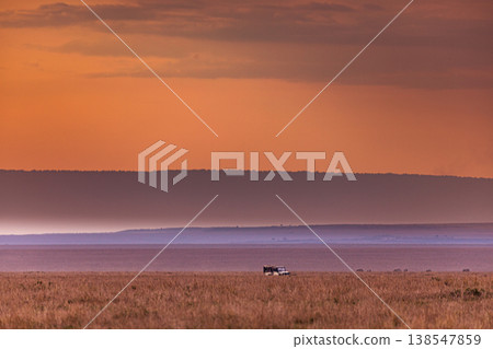 Maasai Mara National Game Reserve Park Great Rift Valley Narok County Kenya East Africa Savannah Grassland Wild Wildlife Animals Bush Adventure Travels Safaris Sunset Sunrise Sundwoner Birds Discovery 138547859