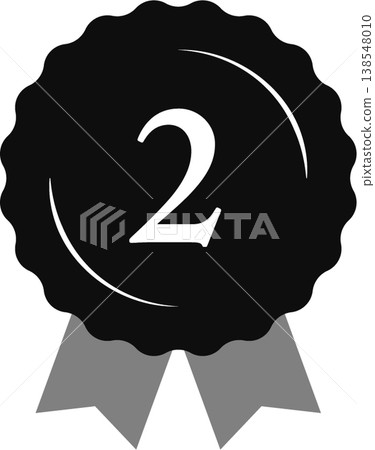 Ranked 2nd: Medal and Ribbon Rank Icon No. 2 (Monochrome, Black and White) Ranked 2nd: Medal and Ribbon Rank Icon No. 2 (Monochrome, Black and White) 138548010
