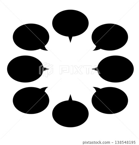 一組橢圓形黑色對話框，營造出柔和的氛圍。 138548195