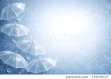 簡單的背景圖片,雨水和一把透明雨傘(留有文字空間,以雨季為主題) 簡單的背景圖片,雨水和一把透明雨傘(留有文字空間,以雨季為主題) 138548537