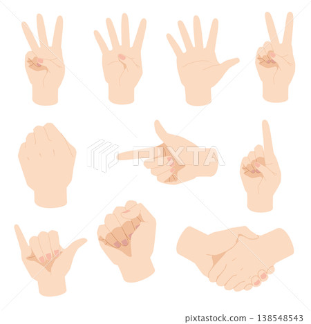 A set of various hand shapes, mainly for the right hand, 10 patterns. A set of various hand shapes, mainly for the right hand, 10 patterns. 138548543